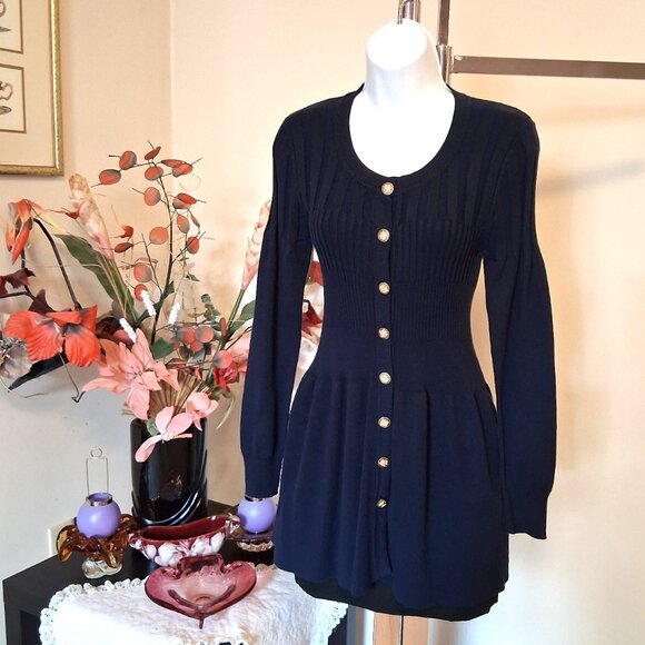 NWT Woman's Navy Blue Cardigan Knit Lightweight Ladies Sweater Outerwear - Picture 4 of 9